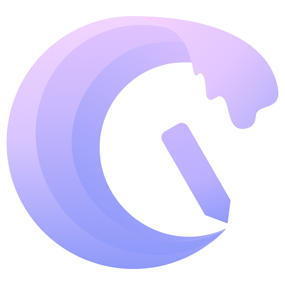 Logo di Illustrawaves. Un logo stilizzato a forma di onda curva, con un gradiente di colore che va dal viola chiaro al blu. L'onda ha una forma che ricorda anche la punta di una matita o uno strumento di disegno.